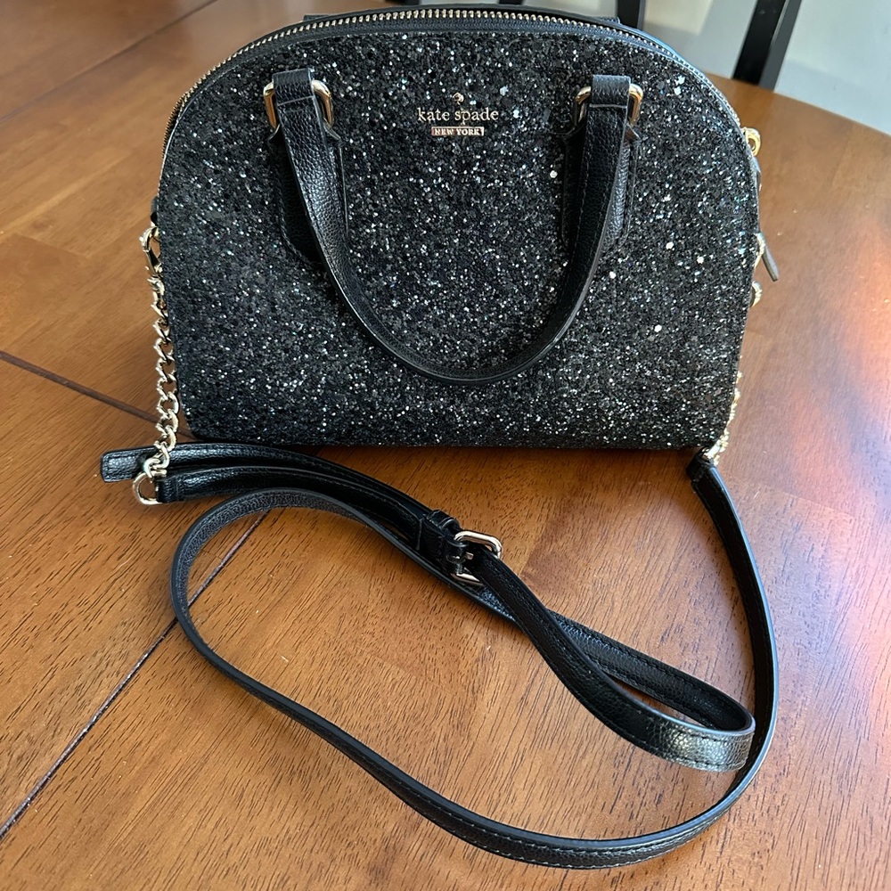 Kate Spade black glitter bag